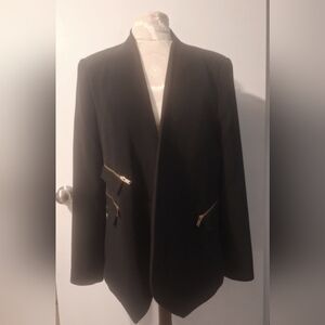 Zara Black Blazer with Gold Zipper Details